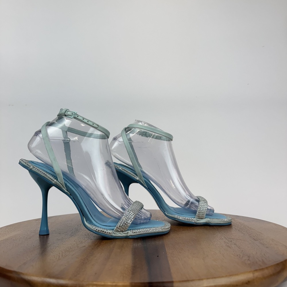 New Womens Jonathan Simkhai Blue Sculpted Crystal Heeled Sandals Size 36 NWOB‎